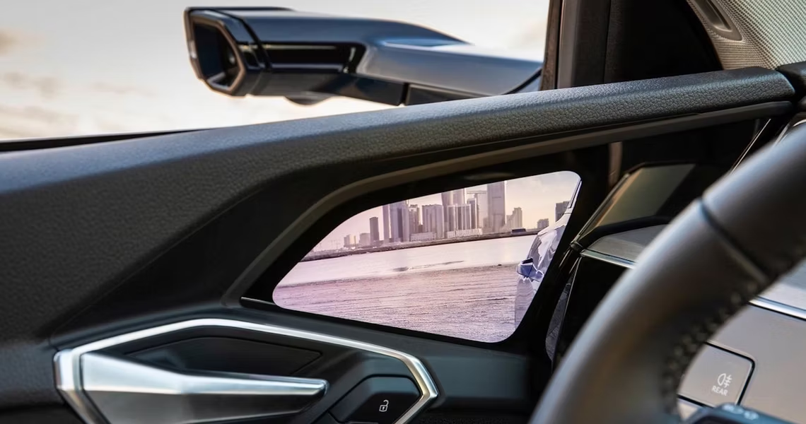 Image of a Digital Wing mirror showing as a screen rather than a reflection off a glass mirror.